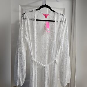 Lilly Pulitzer Adela Maxi Coverup in Resort White Paradise Found Lace XL